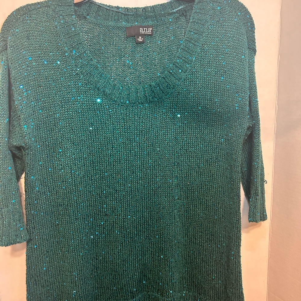 Retro Y2K Green Knit Sweater by A N A Sz M